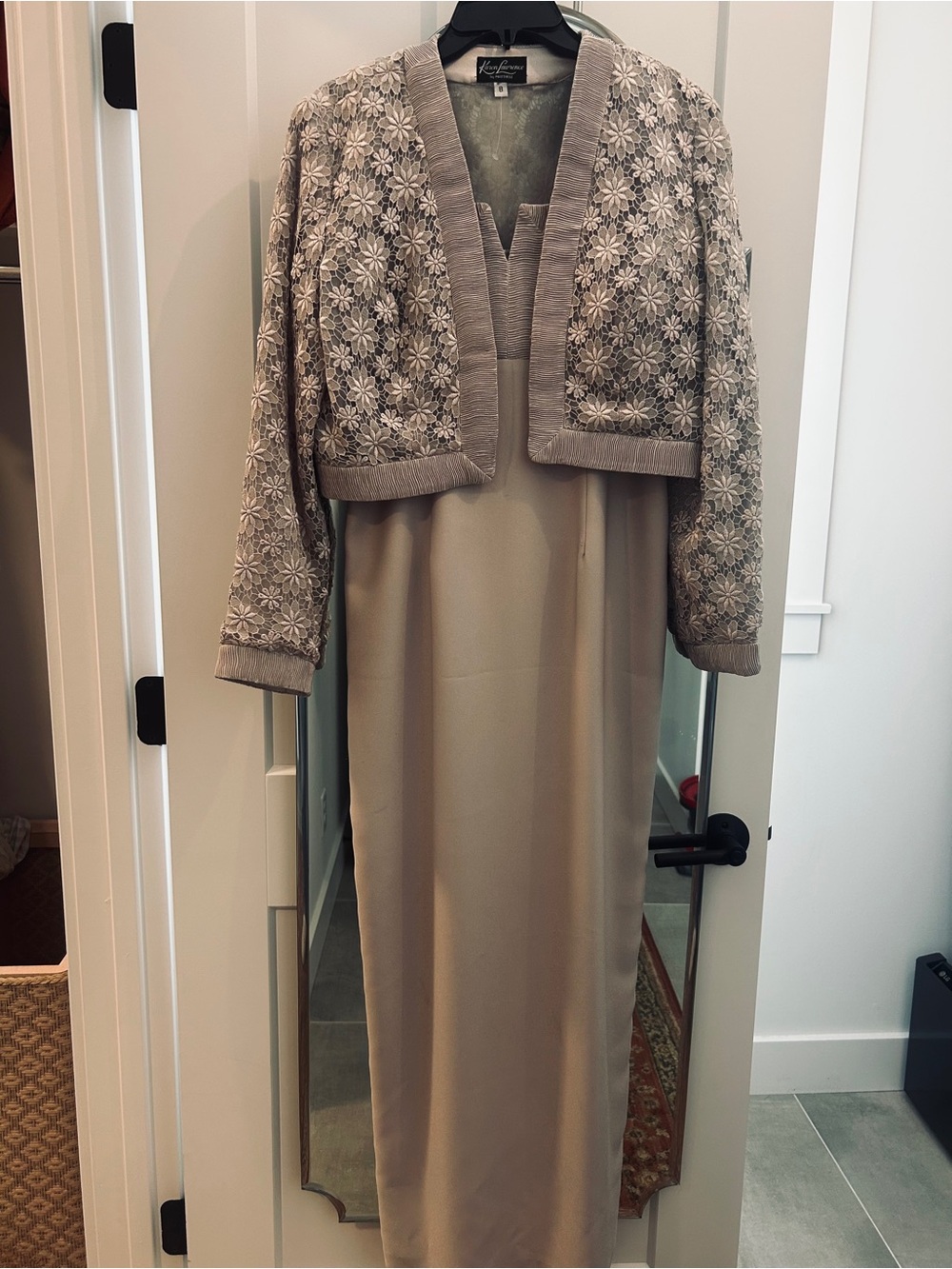 Karen Lawrence by Matthew | Taupe Floral-Embroidered Jacket Dress Set